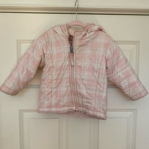 North Face pink plaid reversible coat